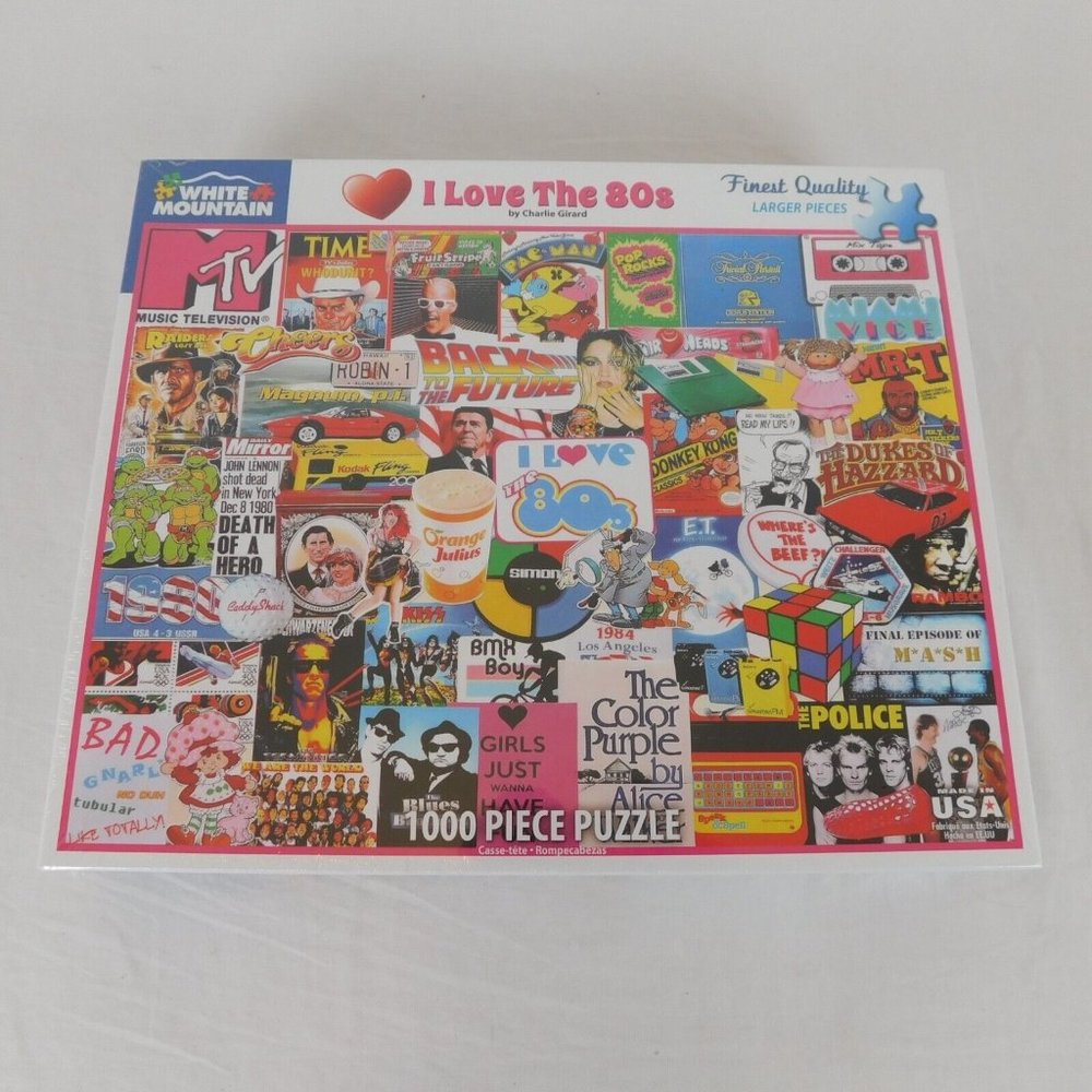1980s White Mountain 1000 Piece Jigsaw Puzzle I Love the 80s Girard Sealed NEW